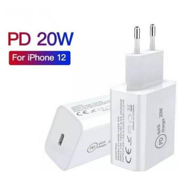 iPhone laddare för Apple 11/12/13 USB-C strömadapter 20W PD Vit iPhone laddare för Apple 11/12/13 USB-C strömadapter 20W PD Vit