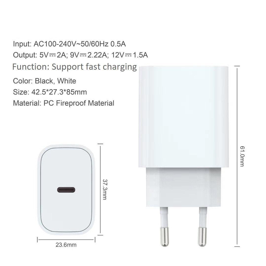 20W Snabbladdare för iPhone 11/12/13 strömadapter USB-C 20W Snabbladdare för iPhone 11/12/13 strömadapter USB-C