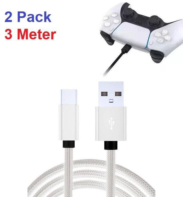 2-Pack 3M PS5 / Playstation 5  Laddkabel För handkontroll 2-Pack 3M PS5 / Playstation 5 Laddkabel För handkontroll