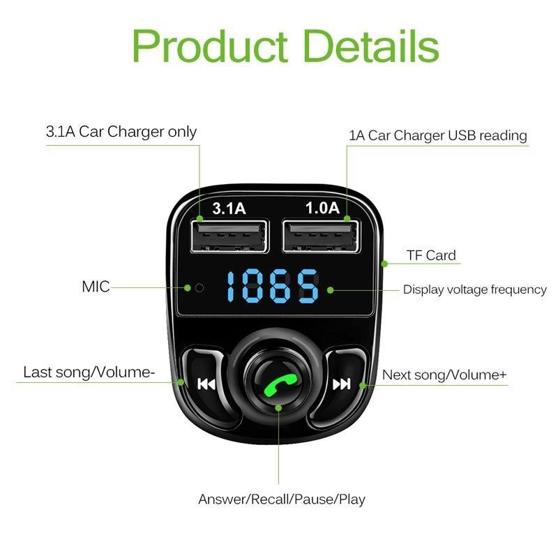 FM sändare X88A med bluetooth och handsfree Svart FM sändare X88A med bluetooth och handsfree Svart