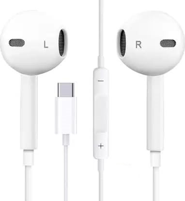 Hörlurar för iPhone 15/Pro/Max och Samsung med USB-C-kontakt, mikrofon , stereoljud