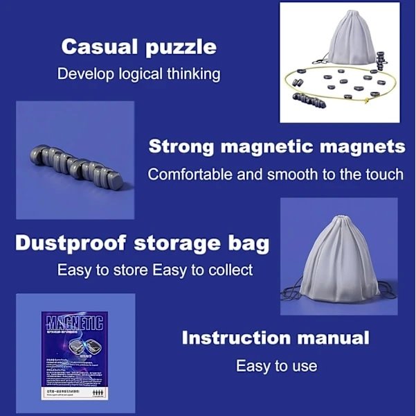 Magnetiska Färdighets Spel – Magnetstenar, Festspel för Familj eller Vänner , För 1 till 4 Spelare, IQ-Spel Magnetiska Färdighets Spel – Magnetstenar, Festspel för Familj eller Vänner , För 1 till 4 Spelare, IQ-Spel