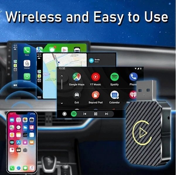 2025 Trådlös CarPlay-adapter – Uppgraderad, Trådlös CarPlay-dongel, Konverterar Trådbunden CarPlay till Trådlös, Plug and Play Trådlös CarPlay-adapter 2025 Trådlös CarPlay-adapter – Uppgraderad, Trådlös CarPlay-dongel, Konverterar Trådbunden CarPlay till Trådlös, Plug and Play Trådlös CarPlay-adapter