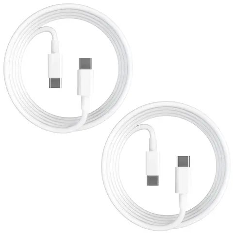2 Pack 2m iPhone 15 / 16 / 17 Laddare USB-C To USB-C Kabel Vit
