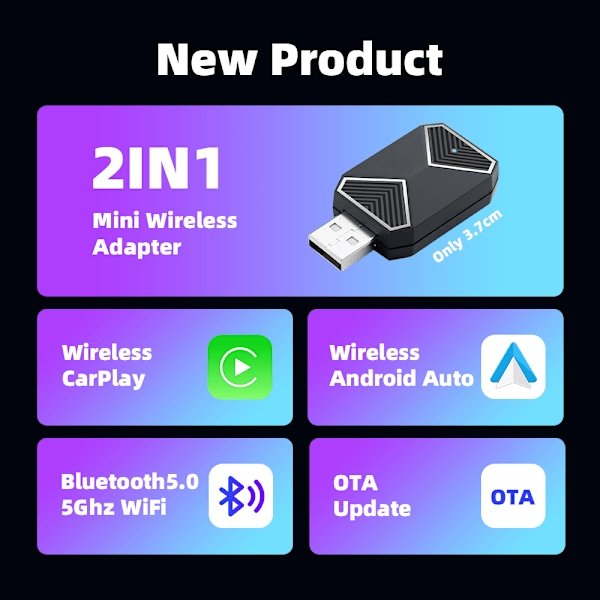 2025 Trådlös CarPlay-adapter – Uppgraderad, Trådlös CarPlay-dongel, Konverterar Trådbunden CarPlay till Trådlös, Plug and Play Trådlös CarPlay-adapter 2025 Trådlös CarPlay-adapter – Uppgraderad, Trådlös CarPlay-dongel, Konverterar Trådbunden CarPlay till Trådlös, Plug and Play Trådlös CarPlay-adapter