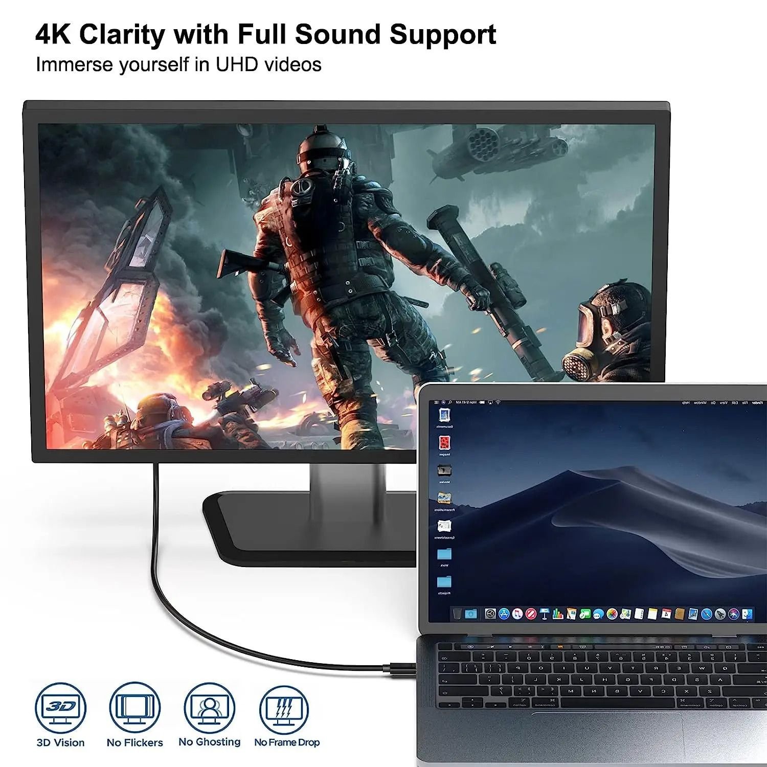 USB-C till HDMI-kabel 4K 60Hz – 1,8 meter Svart USB-C till HDMI-kabel 4K 60Hz – 1,8 meter Svart