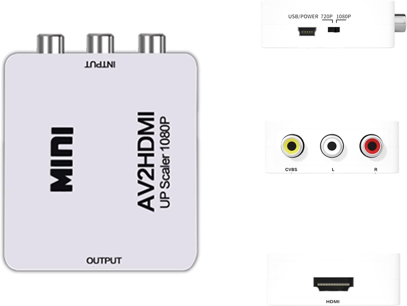 RCA AV till HDMI Converter / Adapter 1080P Universal Svart RCA AV till HDMI Converter / Adapter 1080P Universal Svart