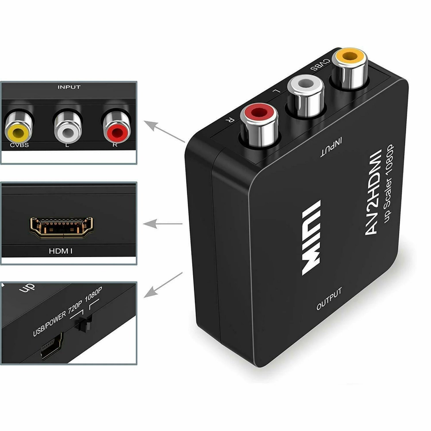 RCA till HDMI-konverterare 1080p – Adapter Svart RCA till HDMI-konverterare 1080p – Adapter Svart
