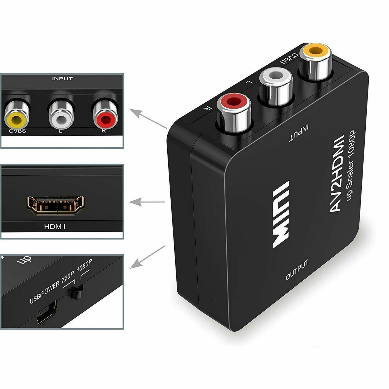 RCA till HDMI Adapter för Nintendo & Sony Konsoler – Svart RCA till HDMI Adapter för Nintendo & Sony Konsoler – Svart