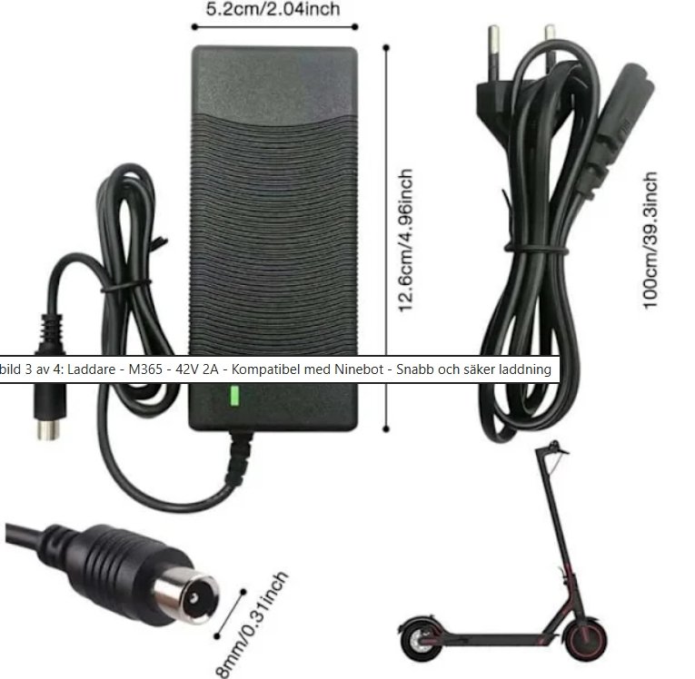 Laddare – 42V 2A för M365 och Ninebot – Snabb och trygg laddning M365/Pro/1S/Pro2/Essential/3 Laddare – 42V 2A för M365 och Ninebot – Snabb och trygg laddning M365/Pro/1S/Pro2/Essential/3
